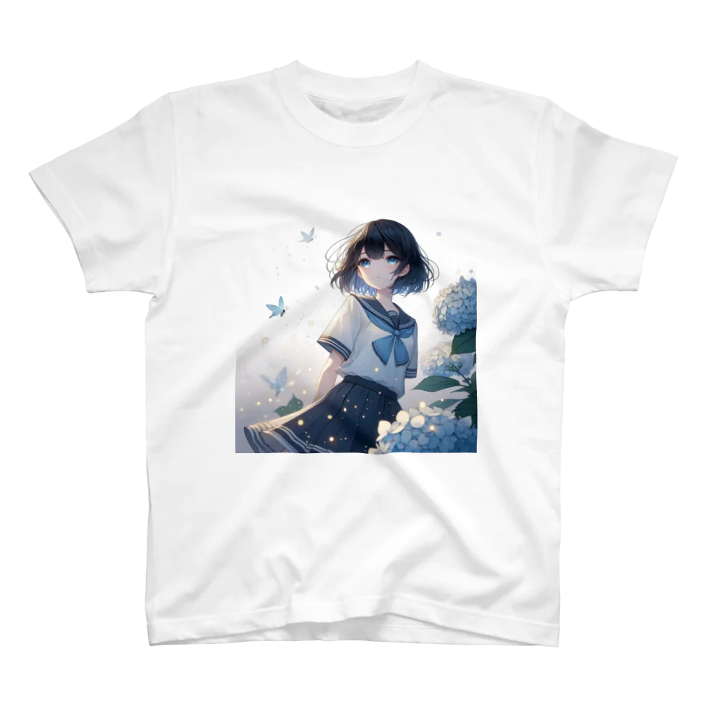 ちかの部屋の紫陽花と女子高生 Regular Fit T-Shirt