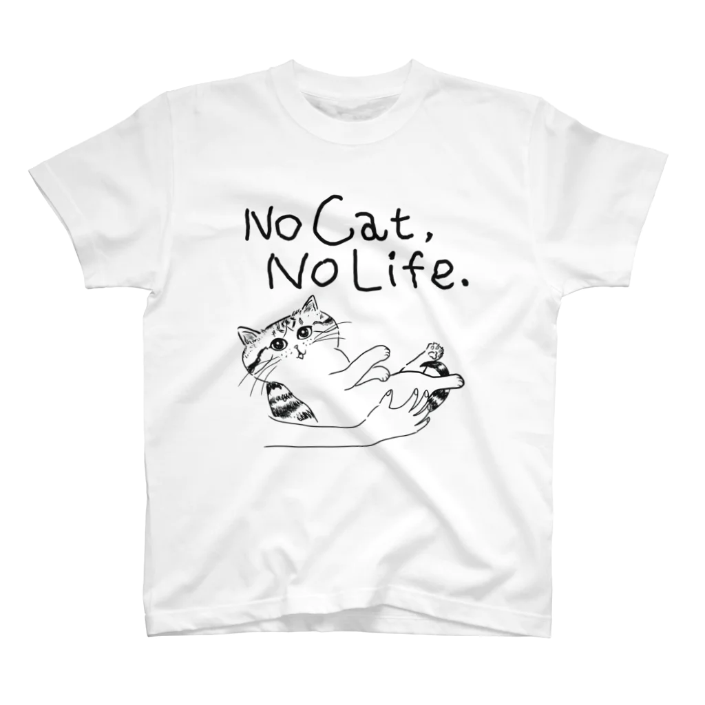 TomoshibiのNo Cat, No Life.  抱っこ猫（大） スタンダードTシャツ