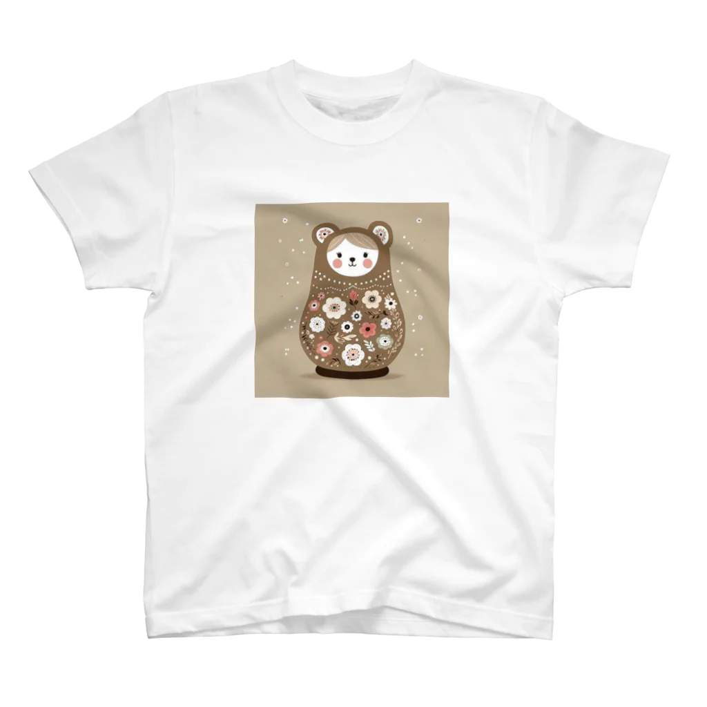 可愛い動物マトリョーシカのクマのマトリョーシカ（薄い茶色） Regular Fit T-Shirt