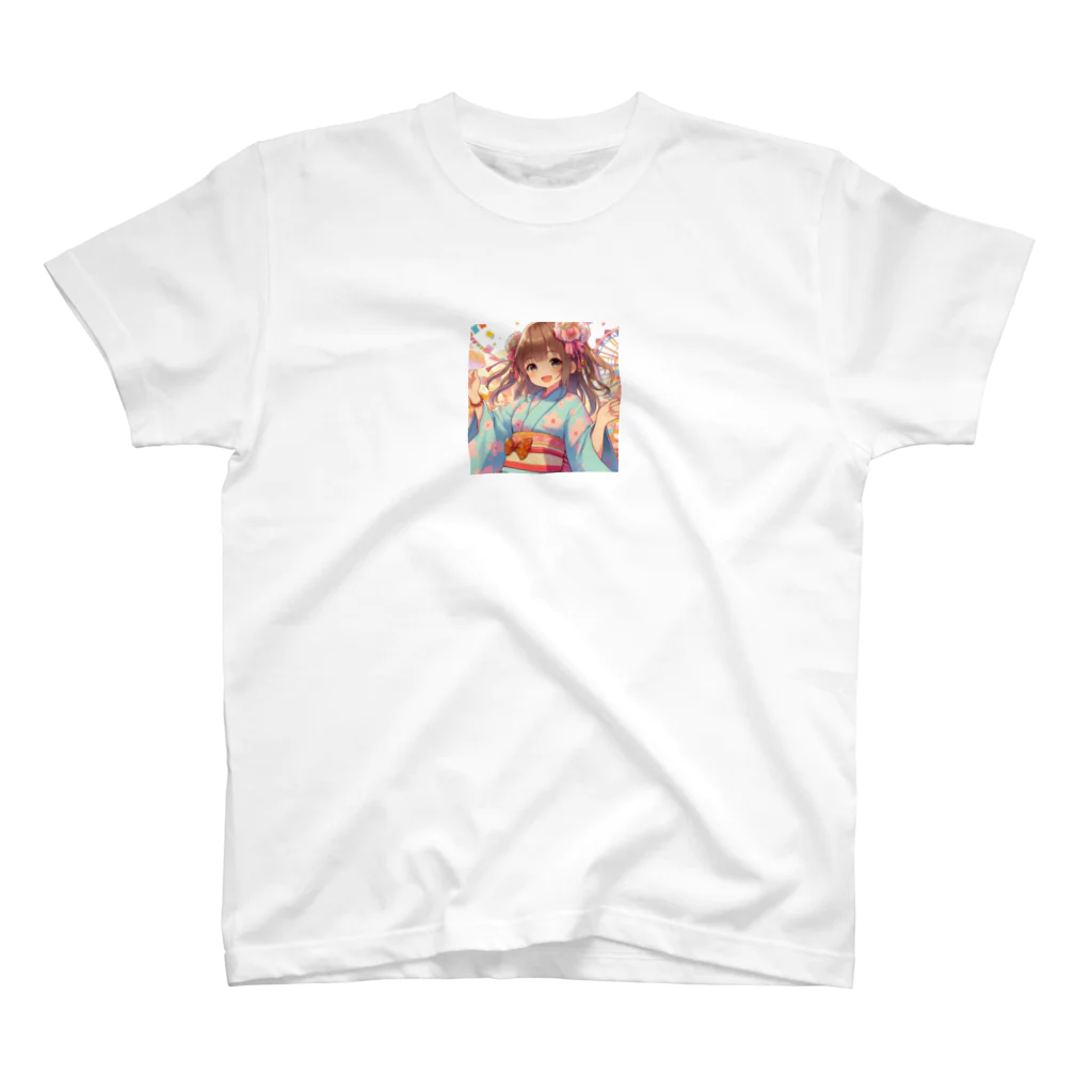 yukatagirlsの元気いっぱいの浴衣姿の女子高生 Regular Fit T-Shirt