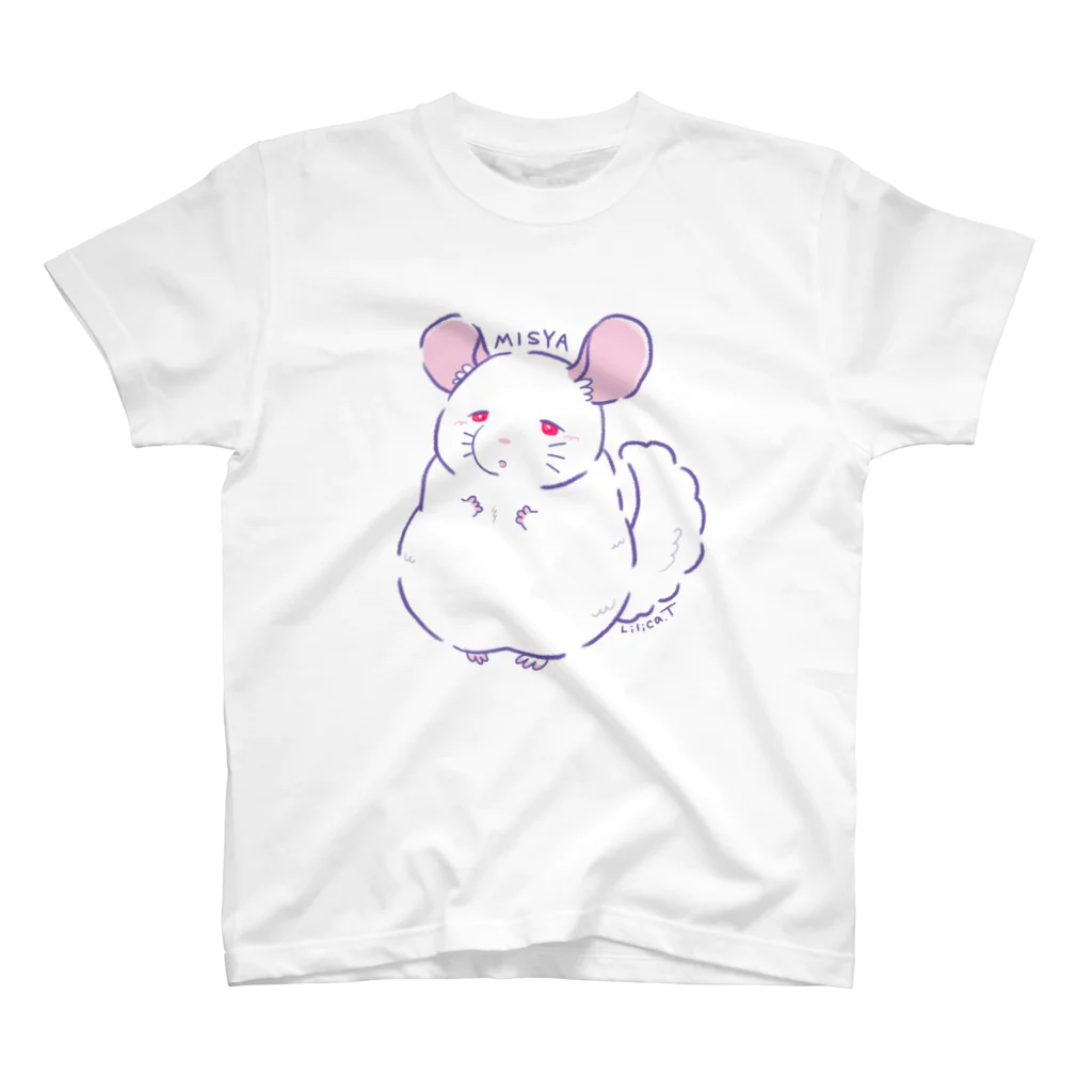 でっぱ王国のファンシーなチンチラ(ミシャちゃん柄) スタンダードTシャツ