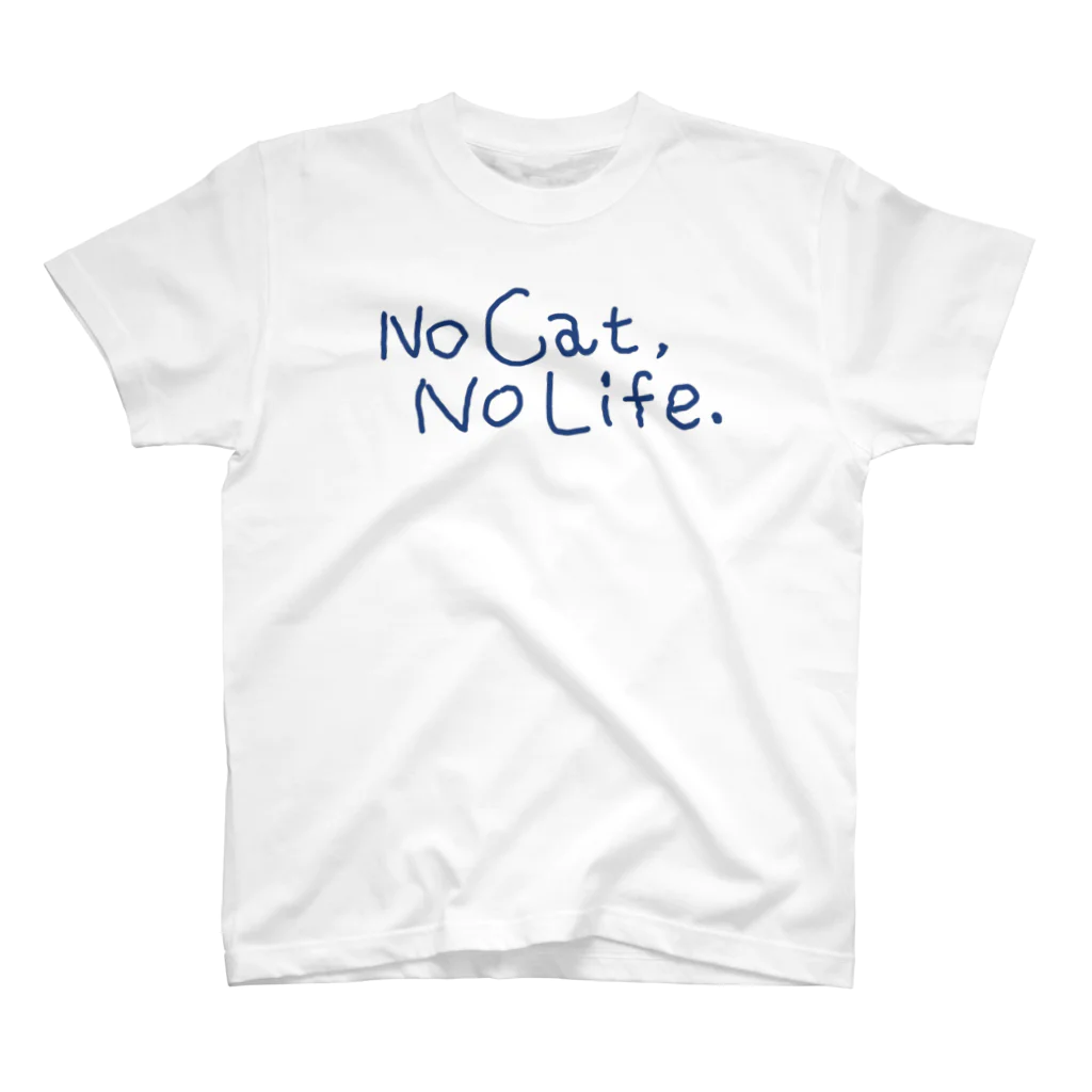 TomoshibiのNo Cat, No Life. ブルーロゴ スタンダードTシャツ