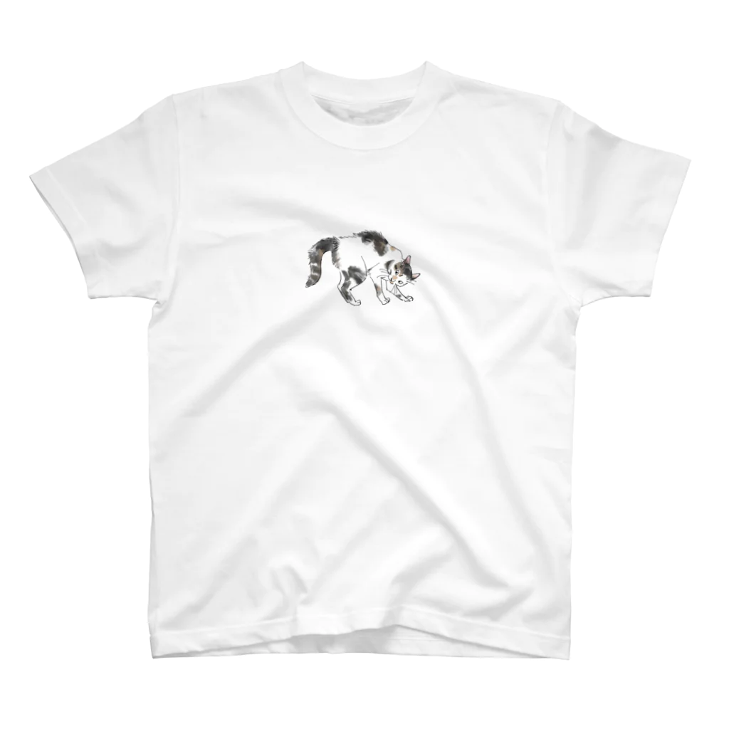 ROJiSTAのいかくするねこ Regular Fit T-Shirt