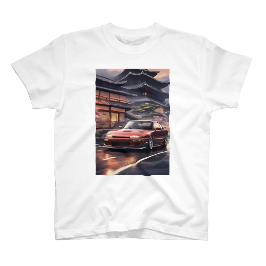 JapanCarStyleの赤いスポーツカーと日本の風景 スタンダードTシャツ