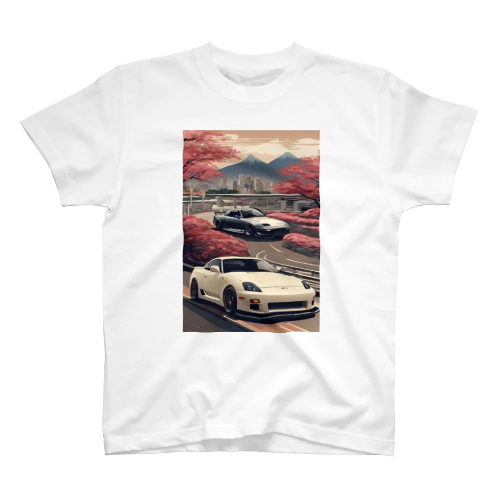 JapanCarStyleの2台のスポーツカーと日本の風景 Regular Fit T-Shirt