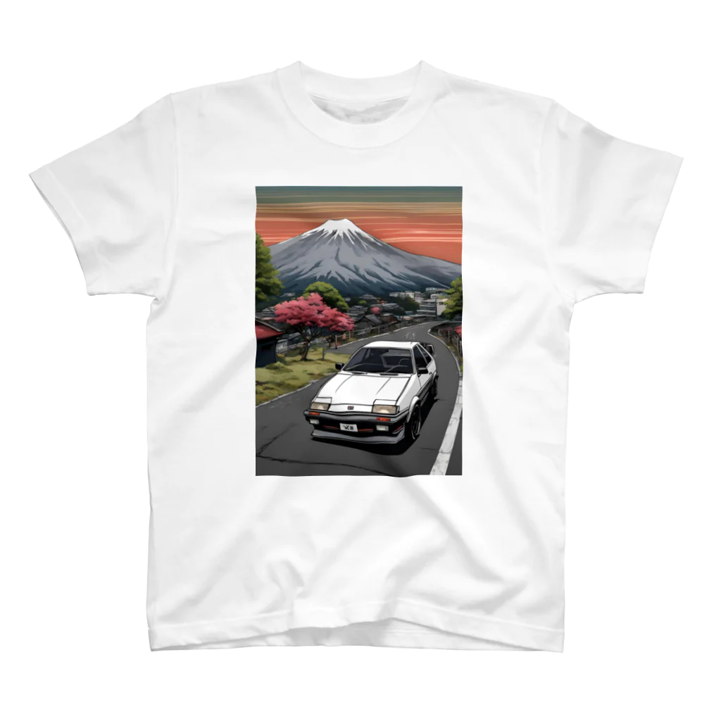 JapanCarStyleの白いスポーツカーと日本の風景2 スタンダードTシャツ