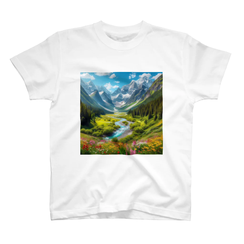 130Saitohの山間の風景 スタンダードTシャツ