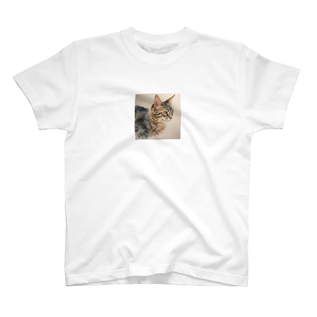 OkometoOmochiの横向き猫 スタンダードTシャツ