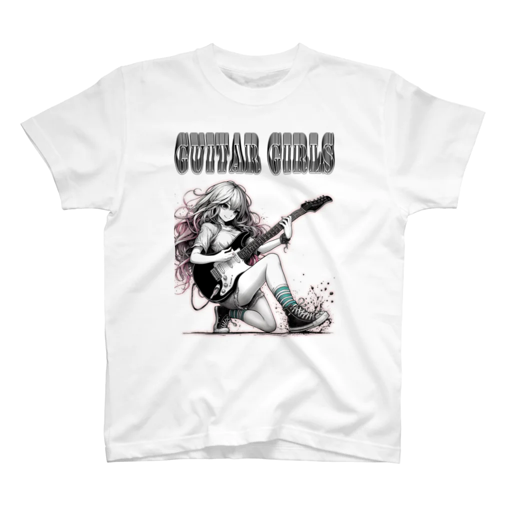 PALA's SHOP　cool、シュール、古風、和風、のGUITAR GIRLS　6 スタンダードTシャツ