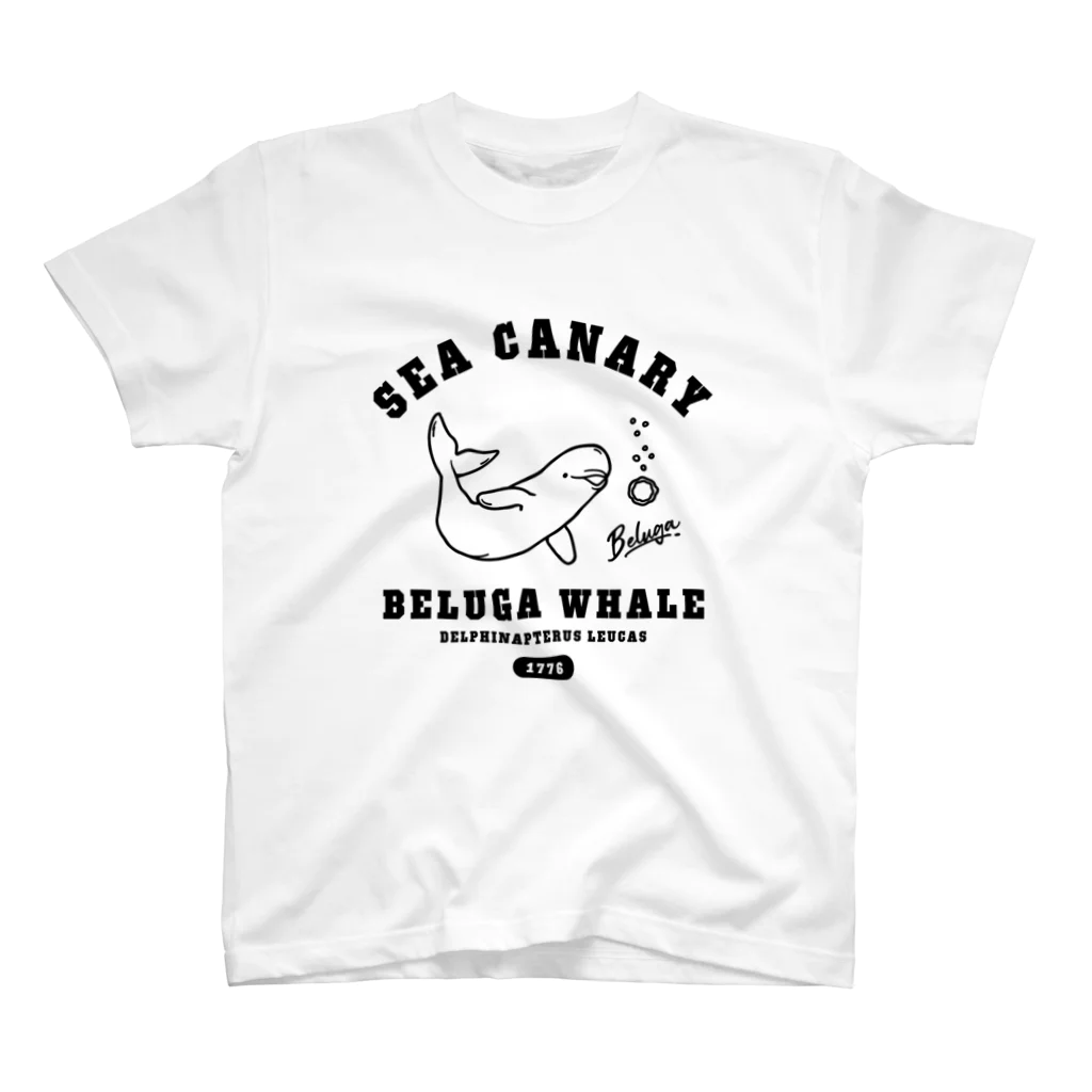 QROOVYのSEA CANARY ベルーガ（シロイルカ）BK スタンダードTシャツ