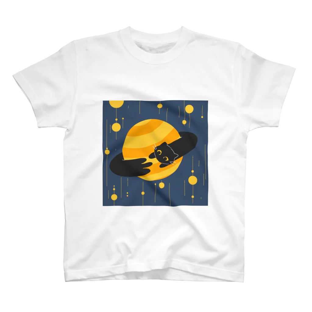 雨傘のくるくる土星ねこ Regular Fit T-Shirt