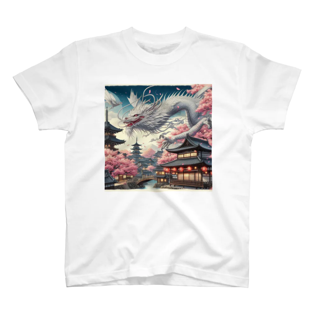 BABYLON  Channel　aiの白龍　桜舞う都　自然風景 Regular Fit T-Shirt