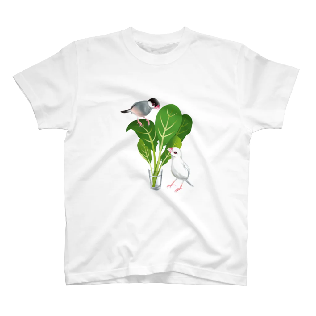 satobuncho8の小松菜と文鳥 Regular Fit T-Shirt