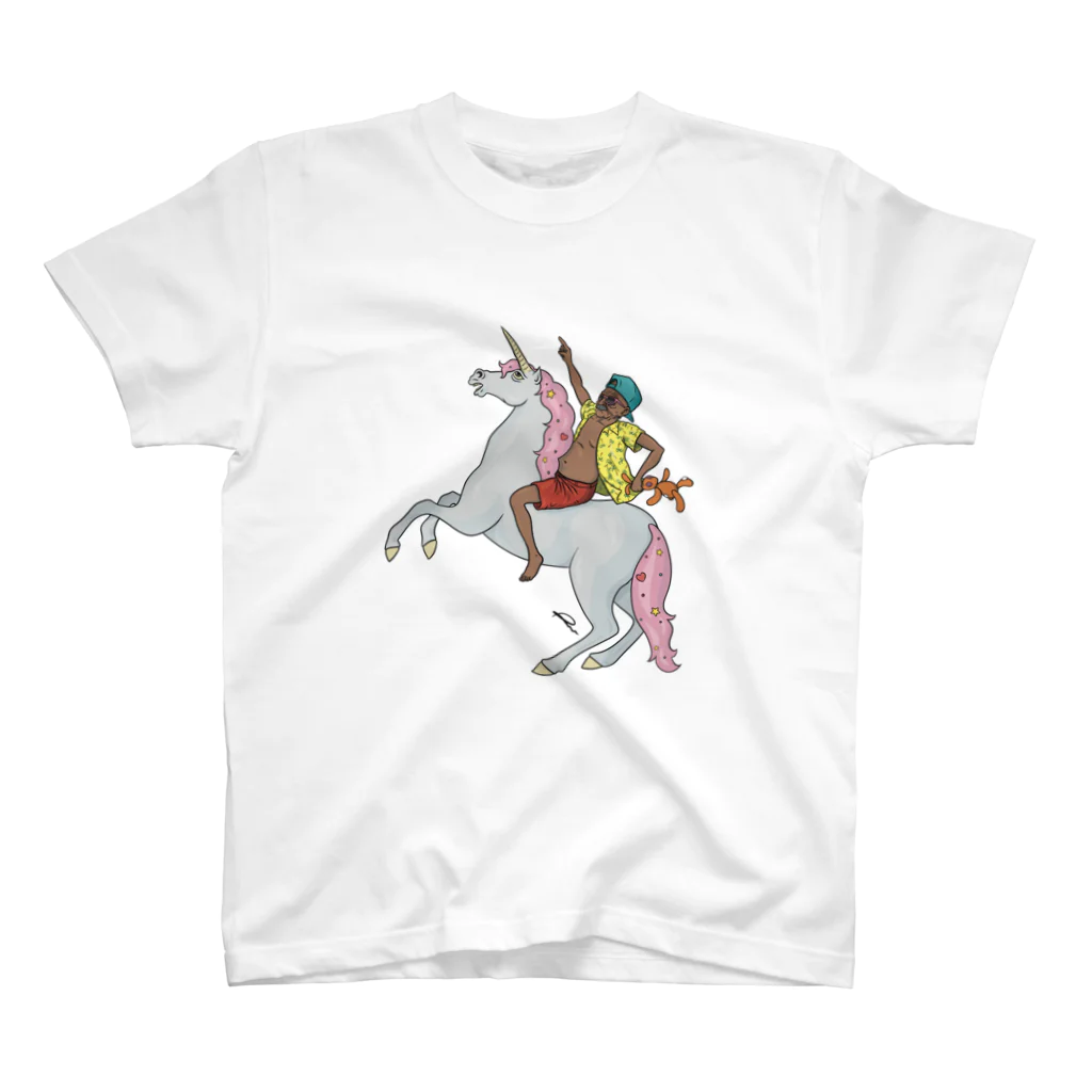 The GrandpaのThe Grandpa on a unicorn スタンダードTシャツ