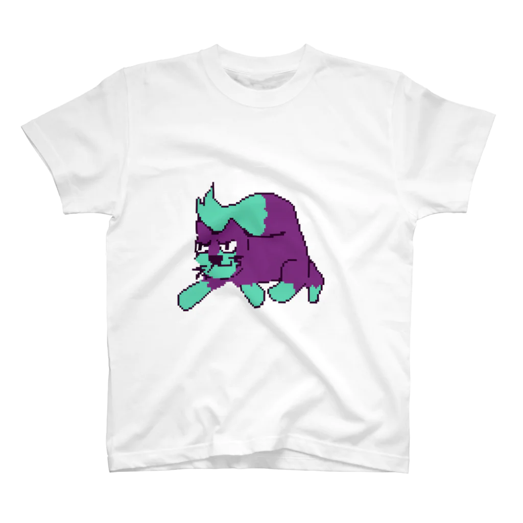 pawrakiyaの猫（（））ドット絵 スタンダードTシャツ