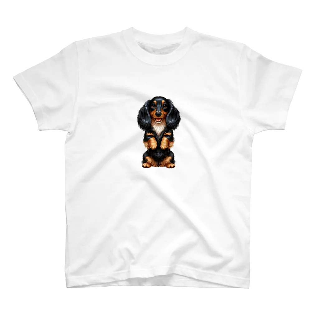 COCO SHOPの長毛ダックスフンド（ちんちんポーズ） Regular Fit T-Shirt