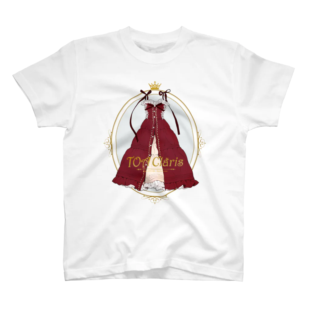 TOA Clarisのワインレッド／ピンタックワンピース スタンダードTシャツ