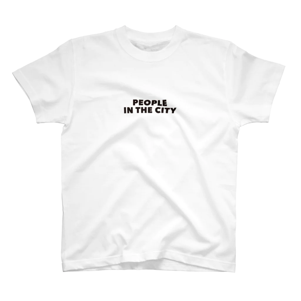 PEOPLE IN THE CITY のPEOPLE IN THE CITY ブラックプリントA スタンダードTシャツ