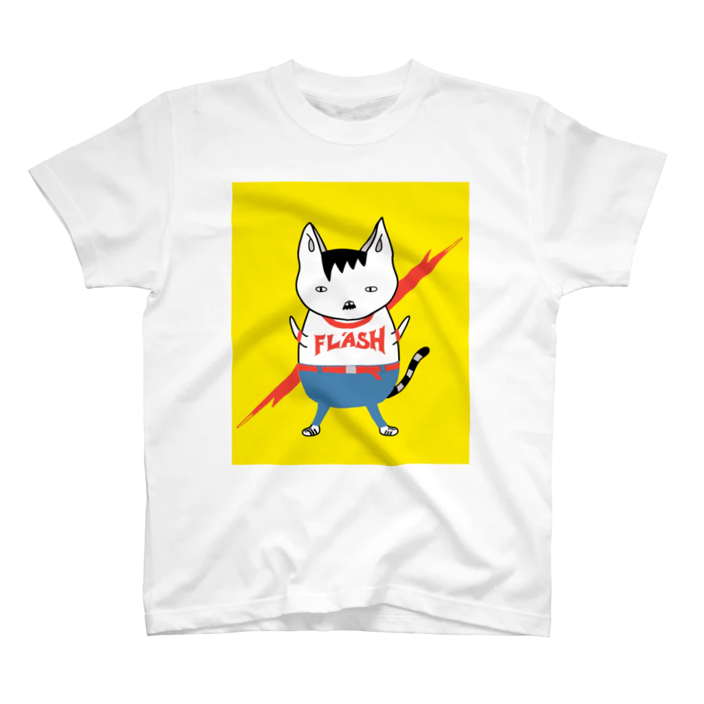 Cat 'n' Roll のまめち・ニャーキュリー【FLASH 】 Regular Fit T-Shirt
