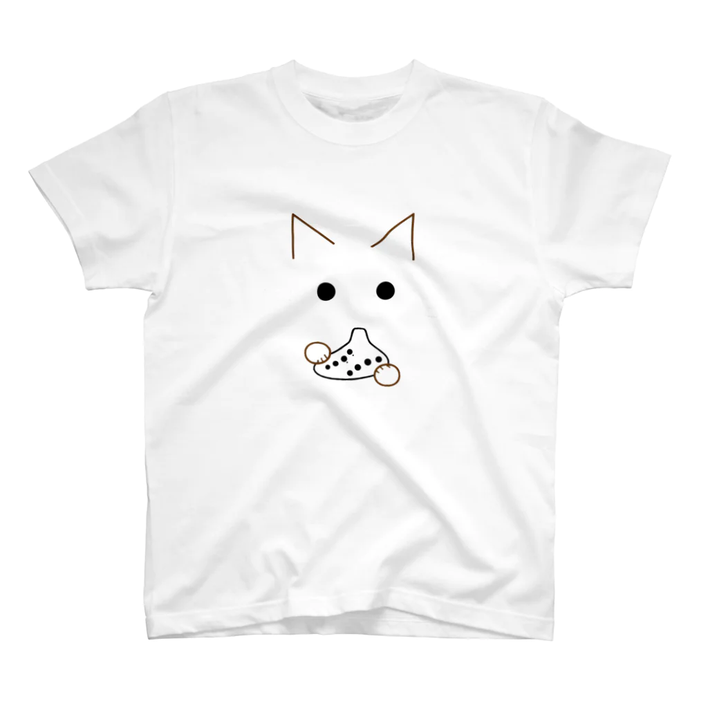 兎猫庵のオカリナ猫(オカリナ白) スタンダードTシャツ