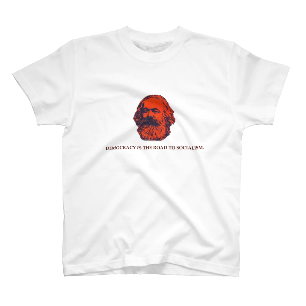 Adestroyのマルクス DEMOCRACY IS THE ROAD TO SOCIALISM Regular Fit T-Shirt