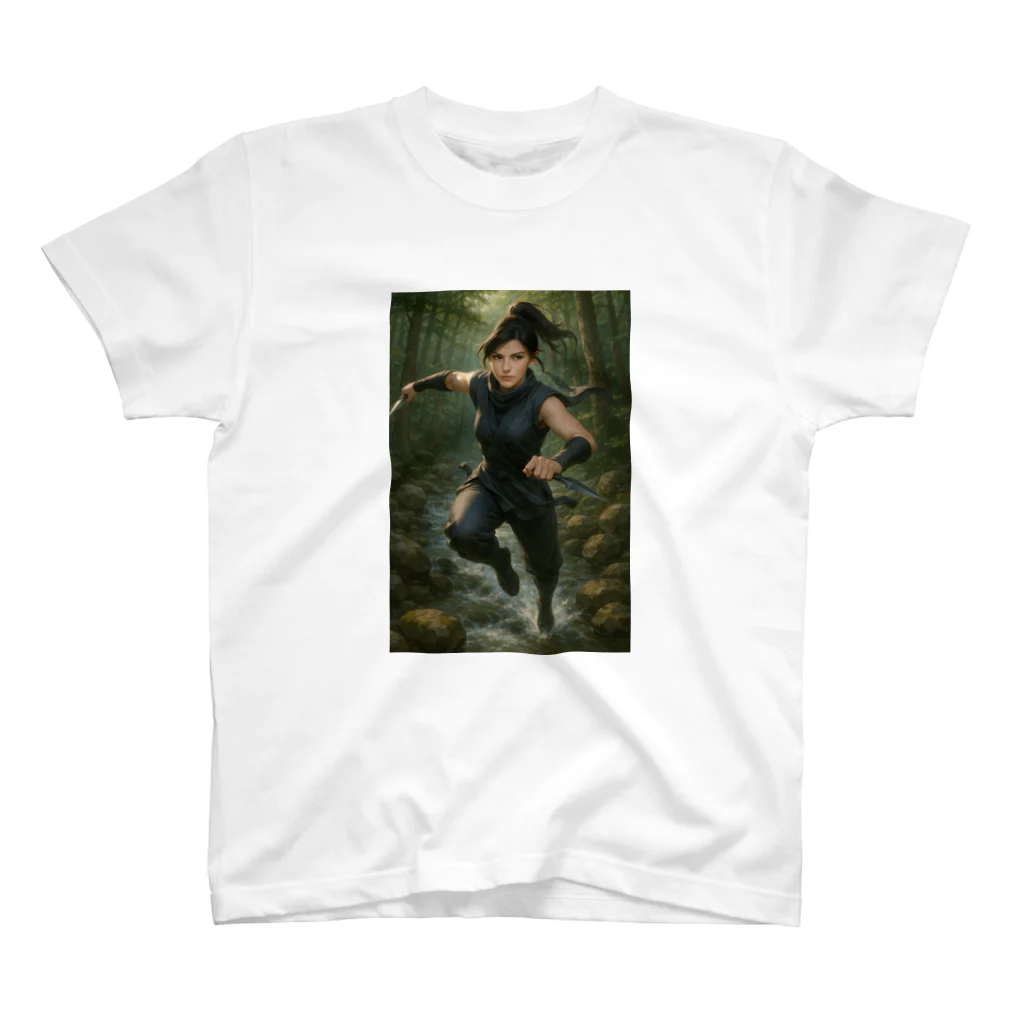 Dark Shadow  - 月影の渓流の影 - くノ一の舞 Regular Fit T-Shirt