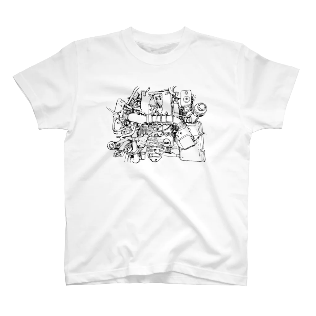 ESPERTOのAlfaromeo Engine black スタンダードTシャツ