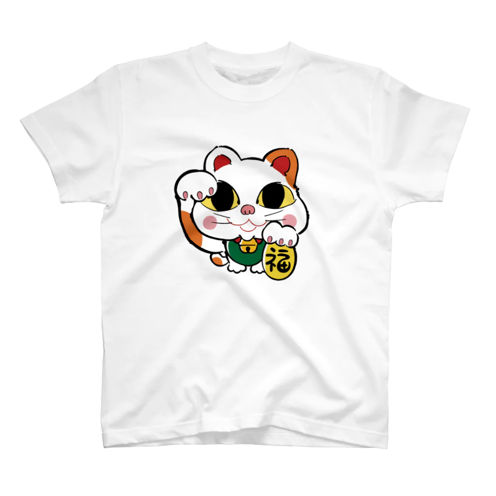 開運キャラ祭りの招き猫　 スタンダードTシャツ