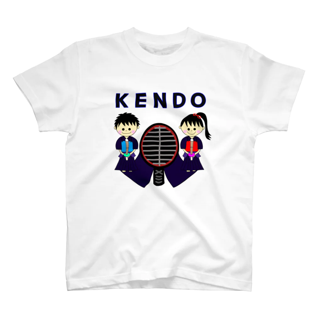 yoshiFactoryの剣道“ＫＥＮＤＯ”男子女子トンボ(ブルー) スタンダードTシャツ