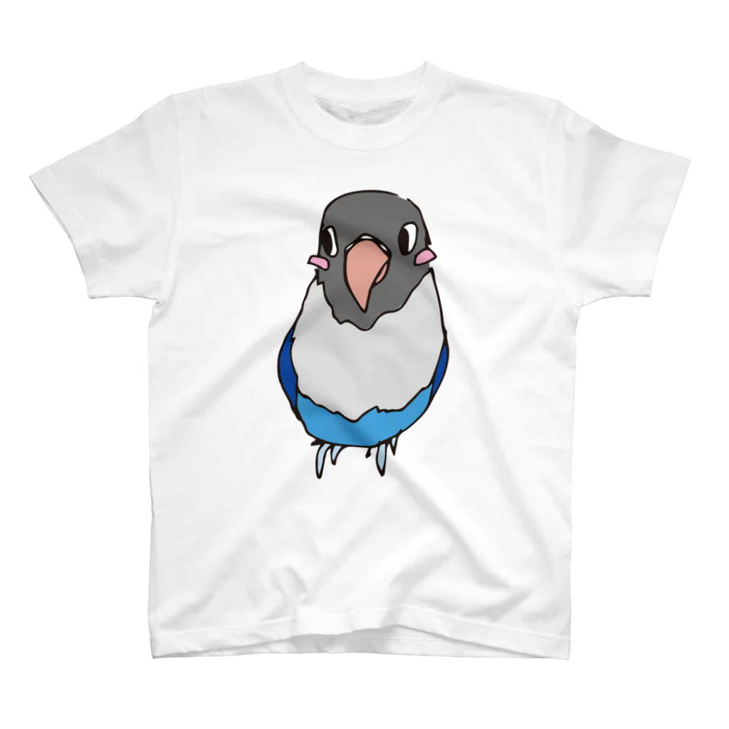 TESHIGOTOのブルーボタンインコさん スタンダードTシャツ