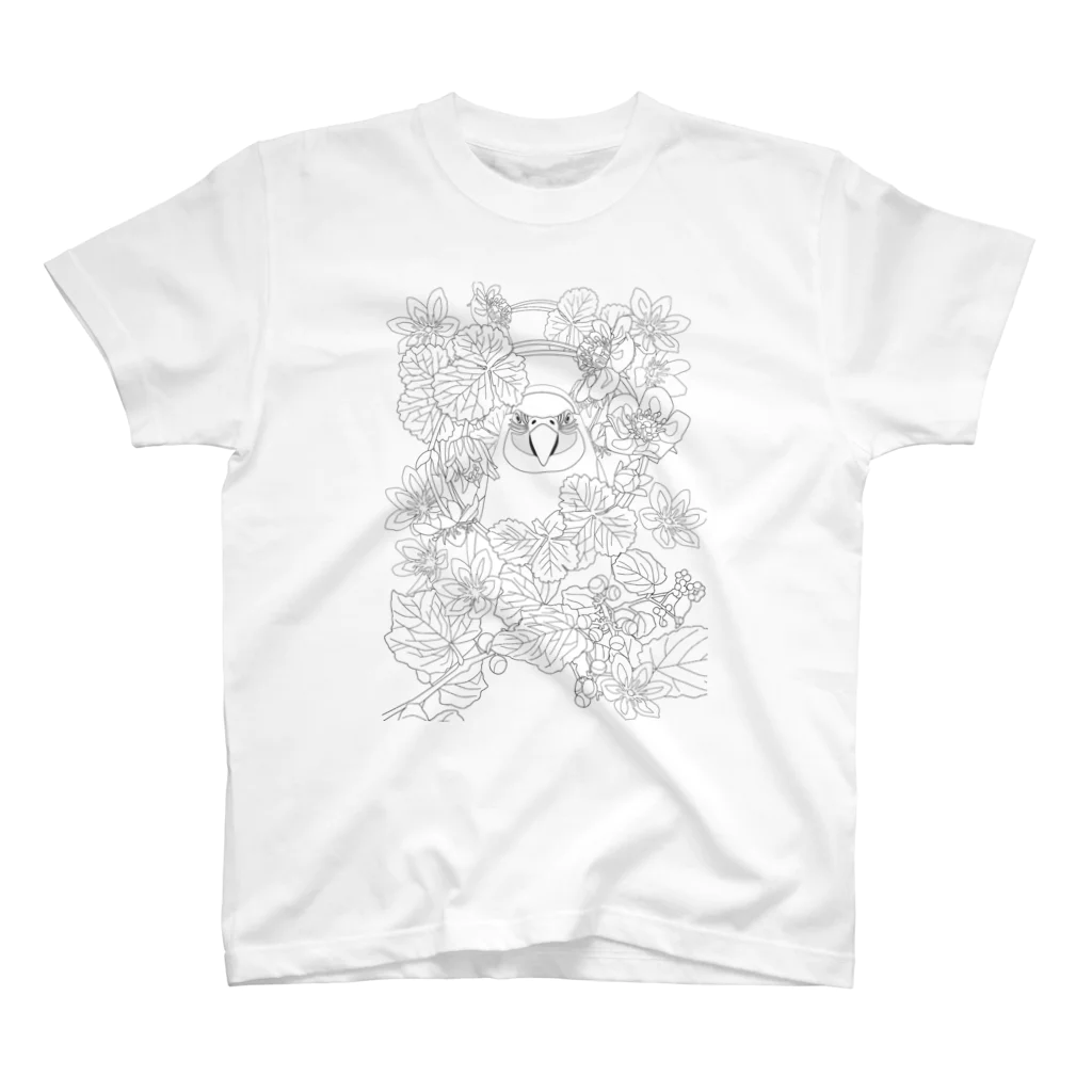 大人の塗り絵カンパニーの【大人の塗り絵】鳥と花Ver1 Regular Fit T-Shirt