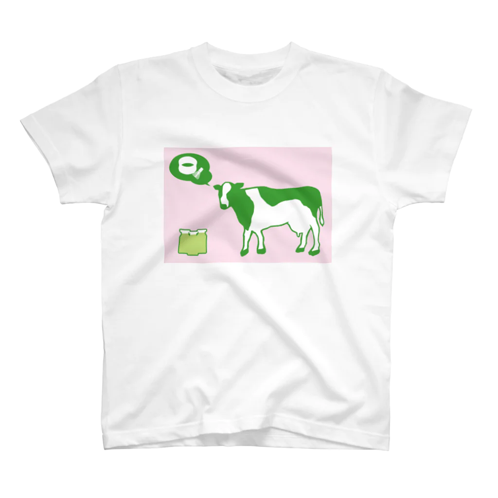 horigomeのCow MATCHA GREEN TEA backcolor Regular Fit T-Shirt