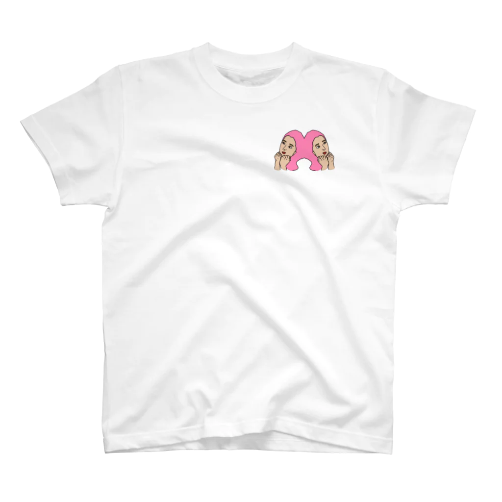 ikimonoのピンクの髪の女 スタンダードTシャツ