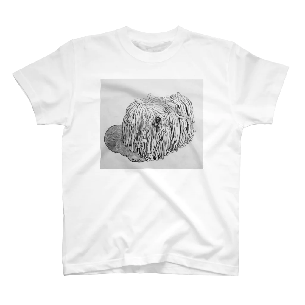 光平洋子のかしこいプーリー犬が振り向いた。puli illustration  Regular Fit T-Shirt