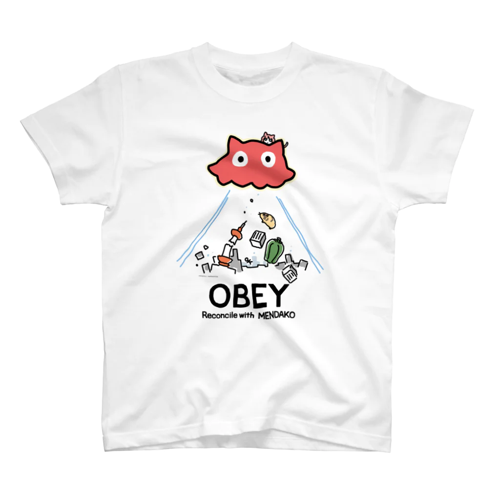 ねずみのすきまのめんだこちゃん OBEY (淡色用)  スタンダードTシャツ