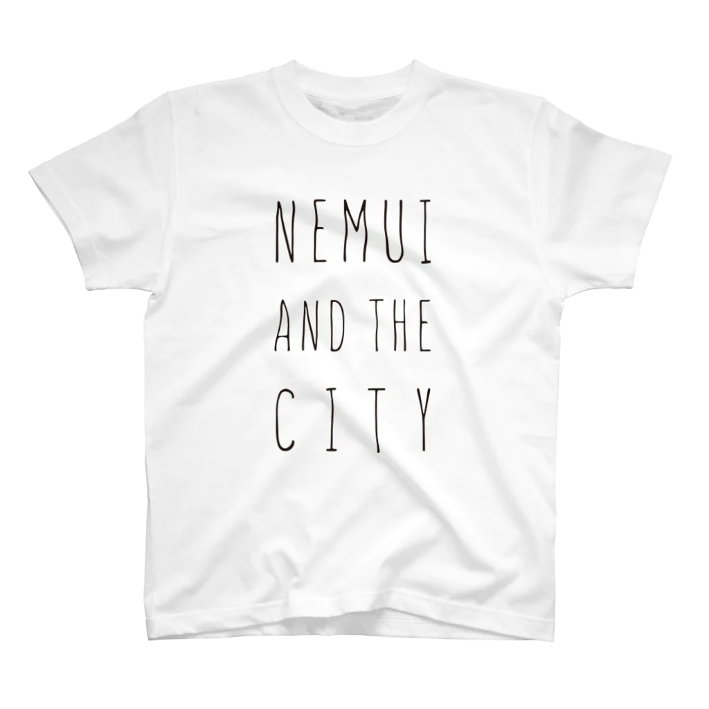 OFUZAKEのNEMUI AND THE CITY_BLACK Regular Fit T-Shirt