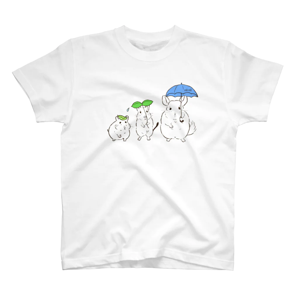 ぽこじろう雑貨店  mili mili (ミリミリ)の雨の日の小動物 スタンダードTシャツ