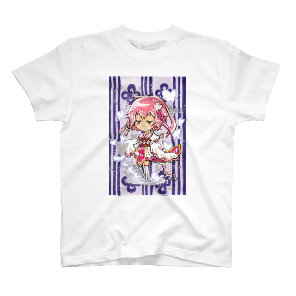 松(絵描き)の魔法少女★夢路 てぬぐい風 スタンダードTシャツ