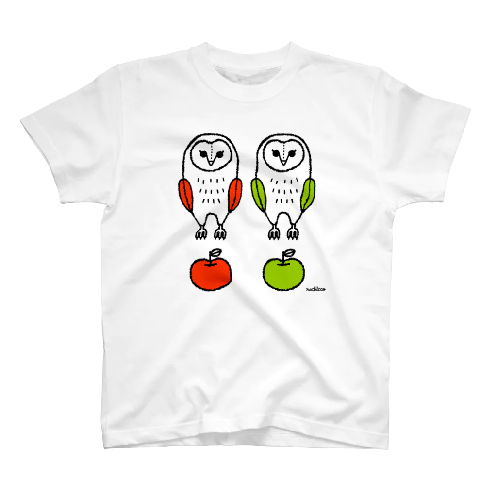 nachiccoのフクロウとリンゴ スタンダードTシャツ