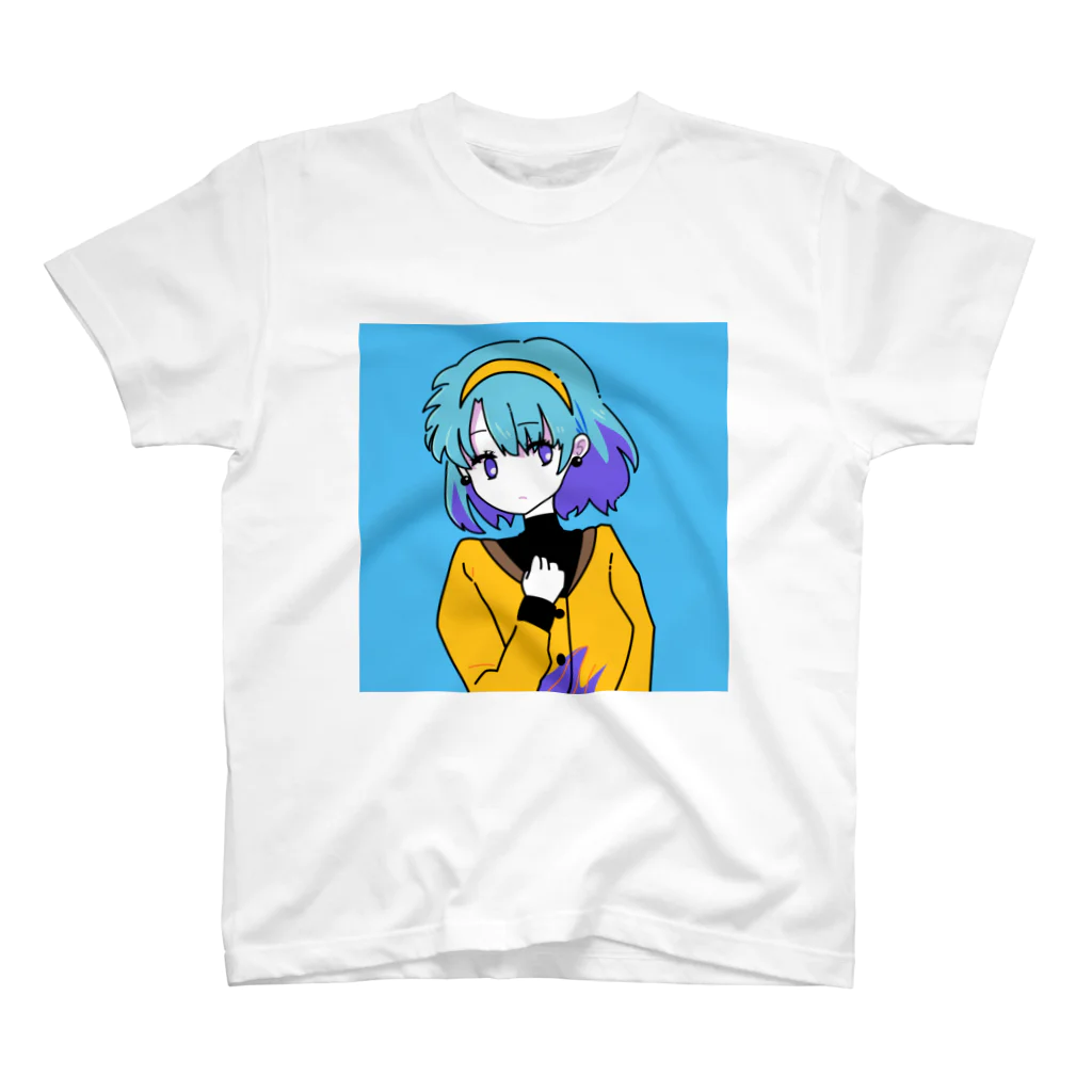 かる の しょっぷのレトロポップガール　あお スタンダードTシャツ