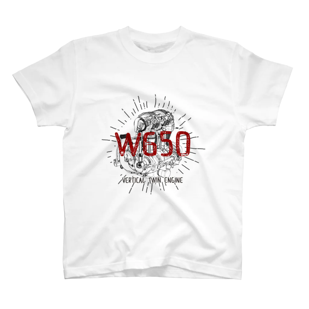 Too fool campers Shop!のW650 ENGINE(黒文字) Regular Fit T-Shirt