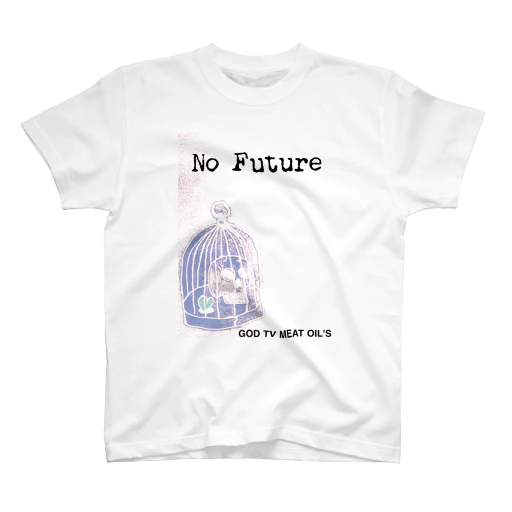 GOD TV MEAT OIL'S brand SUZURI内空中店舗のNo  Future-スカル×鳥かご スタンダードTシャツ