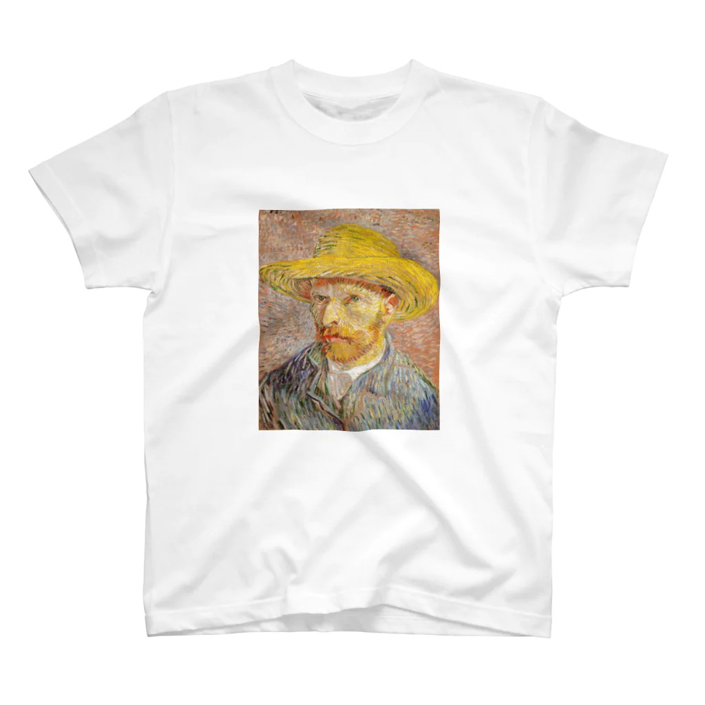 Art Baseのゴッホ / 1887 / Self-Portrait with Straw Hat Vincent van Gogh Regular Fit T-Shirt