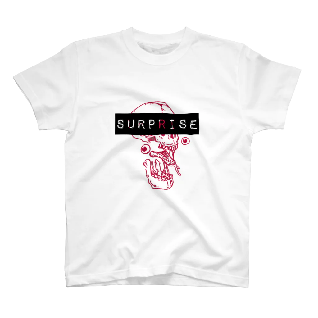 弗㌦のsurprise skull 赤 スタンダードTシャツ