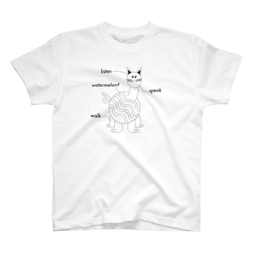 WAN_TAN SHOPのWatermelon＿猫 スタンダードTシャツ
