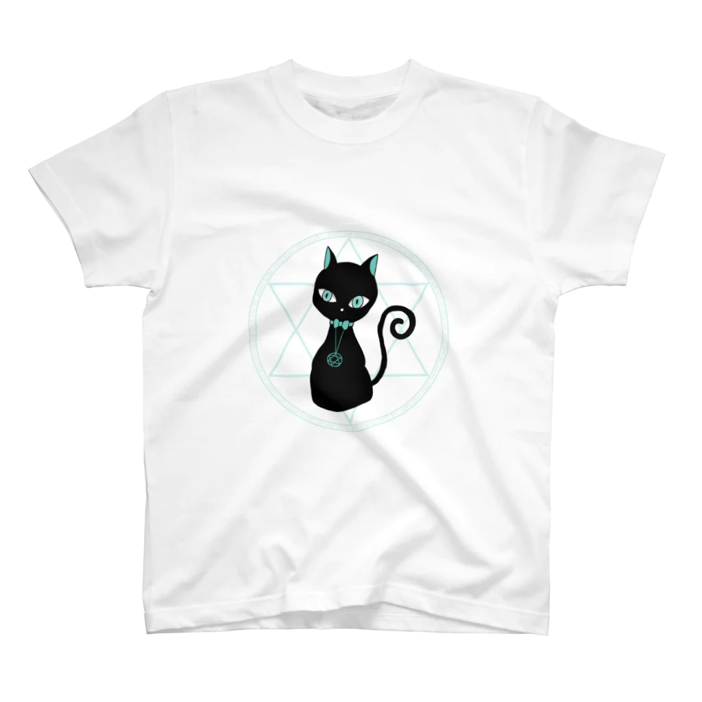 cranes designのBlack Cat Black Cat Familiar　ブラックキャット 黒猫 使い魔 スタンダードTシャツ