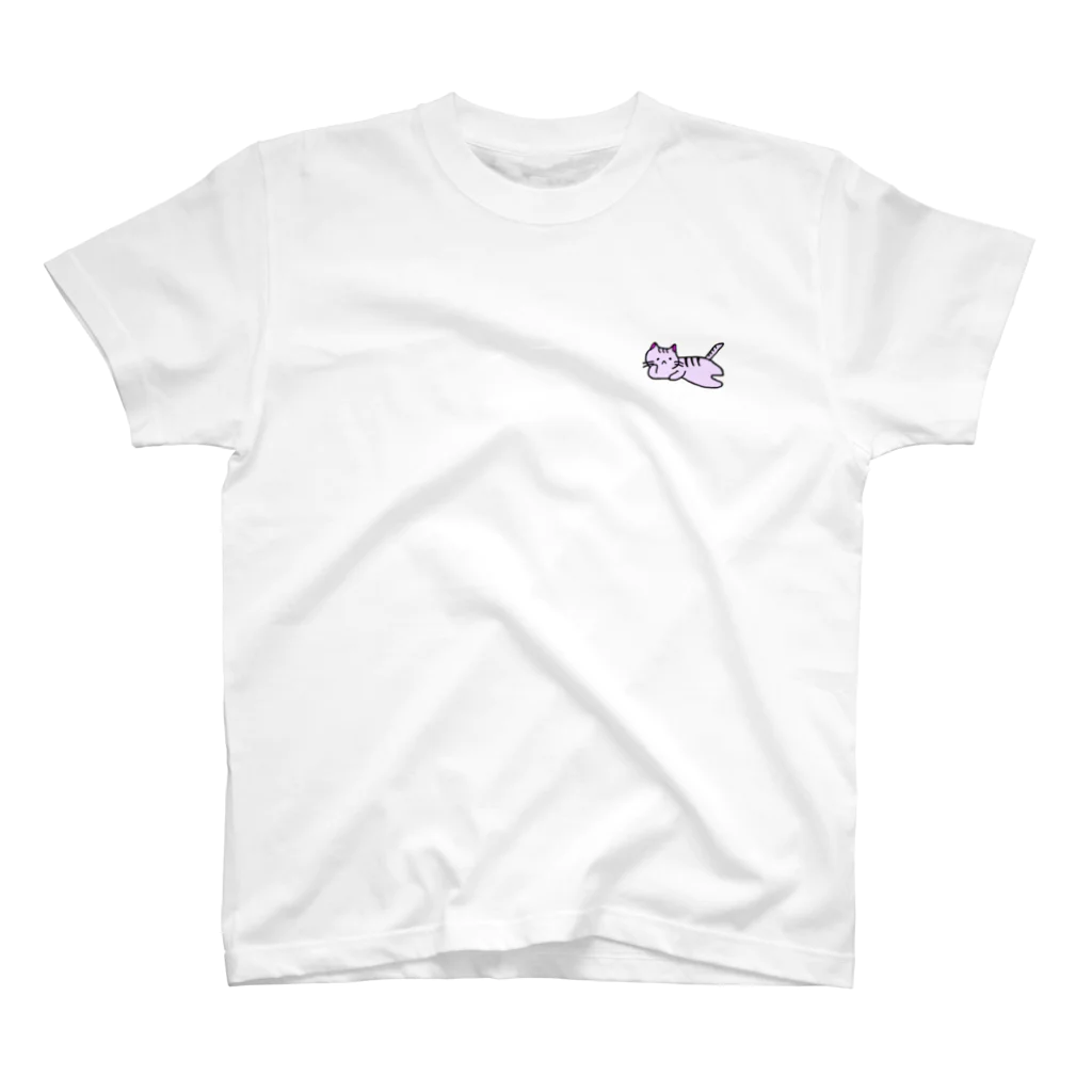 おもち屋さんのごろごろねこ（紫） Regular Fit T-Shirt