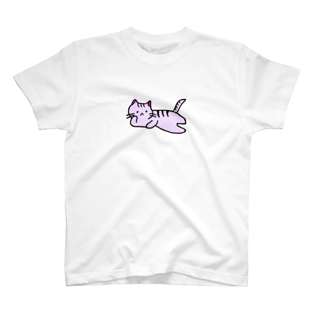 おもち屋さんのごろごろねこ（紫） スタンダードTシャツ