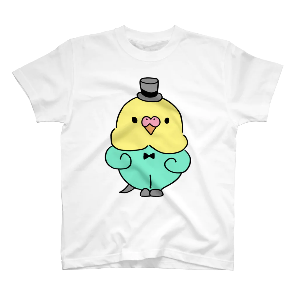 SHOPユリココズのフォーマルなセキセイインコ スタンダードTシャツ