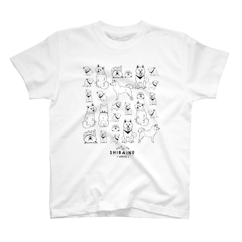 タバタ画房の白柴たくさん　Ver.1 スタンダードTシャツ